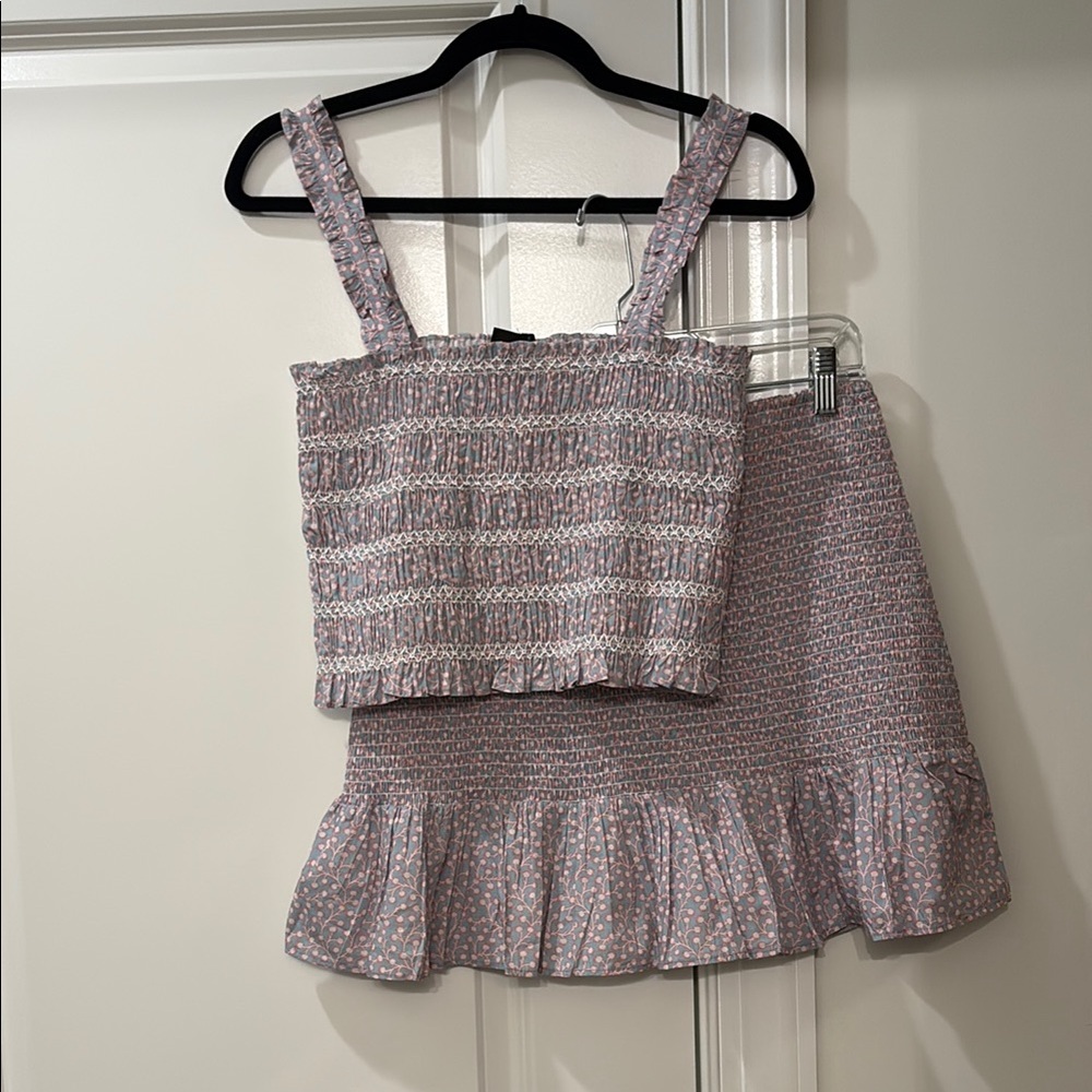 Purple and White Smocked Two-Piece Set